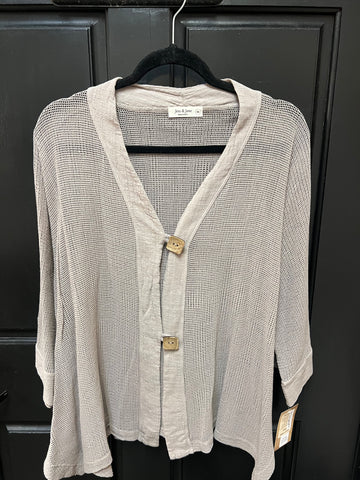 Cotton Mesh Cardigan with 2 Buttons, JSLA