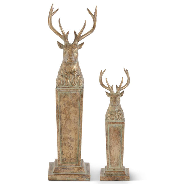 Gold Resin Deer Bust on Pillars