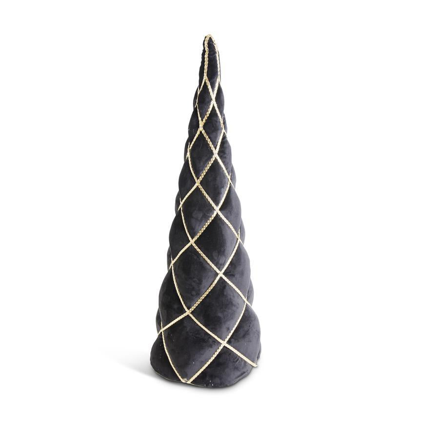 30" Black Velvet with Gold Braid Cone Tree