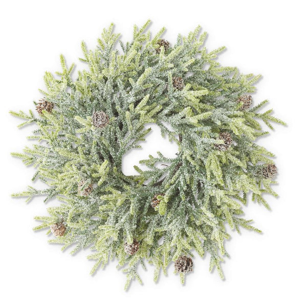 Snowy Juniper Wreath with Mini Pinecones