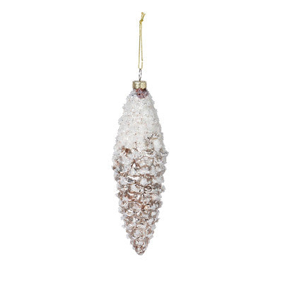Frosted Brown Pinnacle Pine Cone Glass Ornament