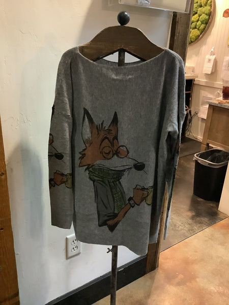 Wool Blended Whimsical Sweater , Fox