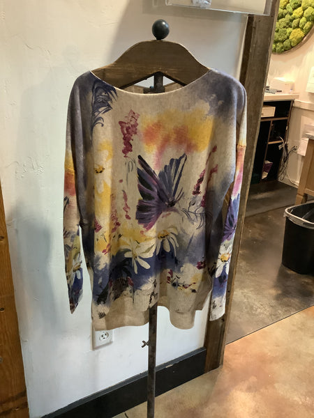 Wool Blended Whimsical Sweater Scoop Neck, Butterfly