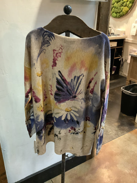 Wool Blended Whimsical Sweater Scoop Neck, Butterfly