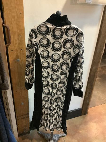 Crushed Mixed Media Circle Button Down Dress