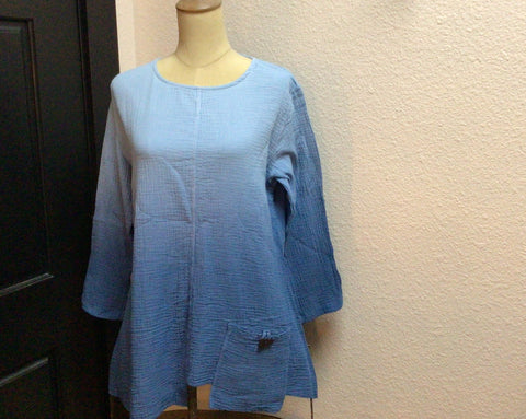 Dip, Mineral Washed Gauze Tunic Top With Pockets