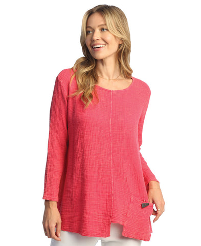 Mineral Washed Gauze Tunic Top with Pocket