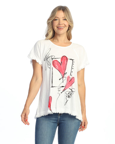 MINERAL WASHED RAGLAN SLEEVE TOP W/ GAUZE FRINGE