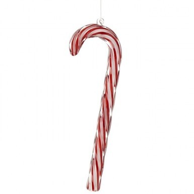11" GLS CANDY CANE ORNAMENT