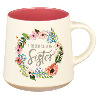 Sister Ceramic Coffee Mug With Clay Dipped Base, Ecclesiastes 4:9