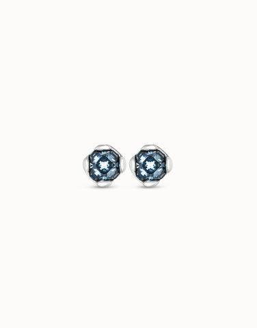 Sterling silver-plated earrings with blue crystals