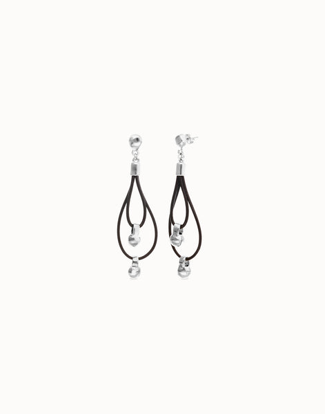 Uno de 50 Drop earrings with leather earrings and sphere detail