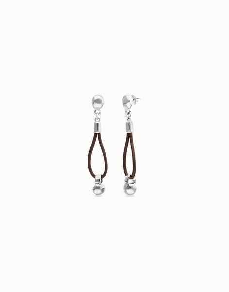 Uno de 50 Drop leather earrings with sphere detail
