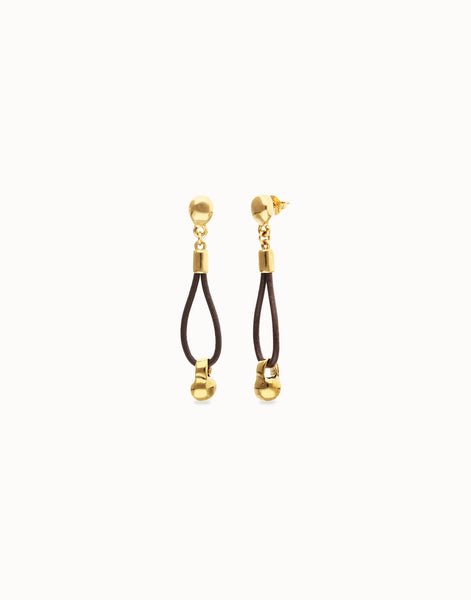 Uno de 50 Drop leather earrings with sphere detail