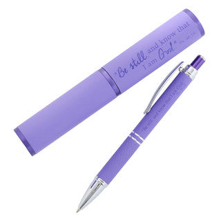 Be Still and Know Purple Gift Pen and Case, Psalm 46:10