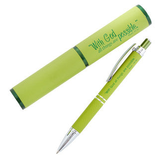 All Things are Possible Green Gift Pen and Case, Matthew 19:26