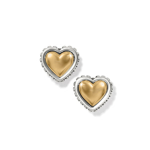 Pretty Tough Heart Petite 2tone Post Earrings