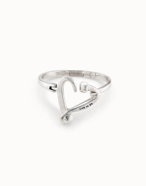 Bangle bracelet with nailed heart