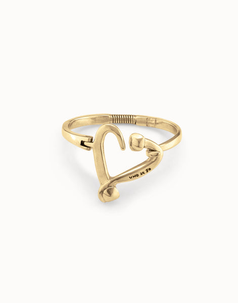 Bangle bracelet with nailed heart