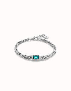 Uno de 50 Chain Bracelet with Green Crystal