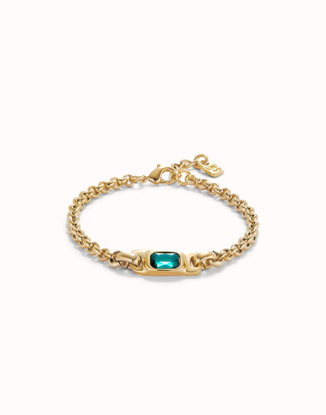 Uno de 50 Chain Bracelet with Green Crystal