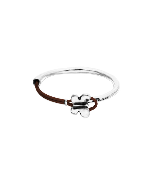 Uno de 50 Brown leather bracelet with butterfly ornament