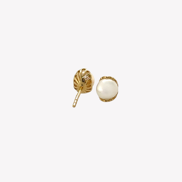 Becoming Shell Encased Pearl Stud Earrings