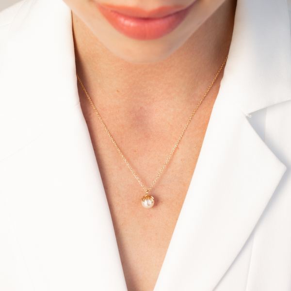 Becoming Shell Encased Pearl Necklace