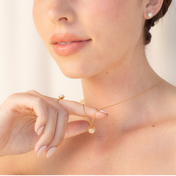Becoming Shell Encased Pearl Necklace