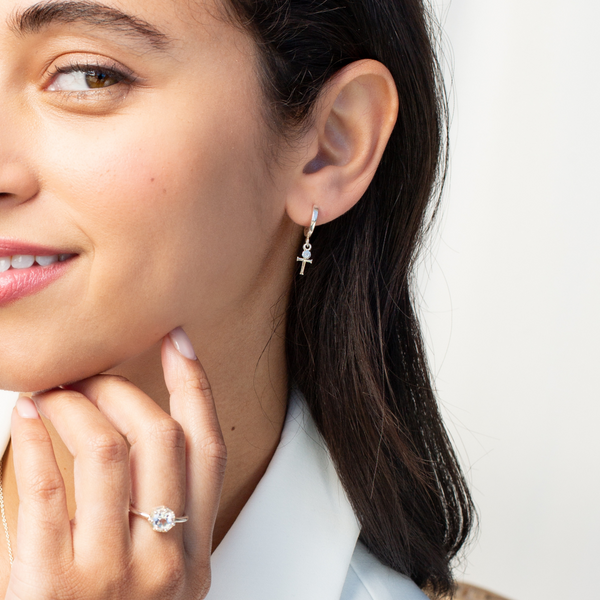 Calvary Cross Huggie Hoop Earrings