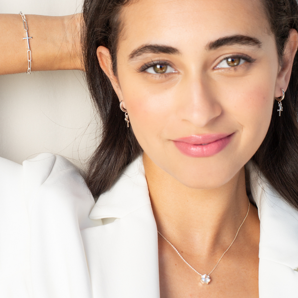 Calvary Cross Huggie Hoop Earrings