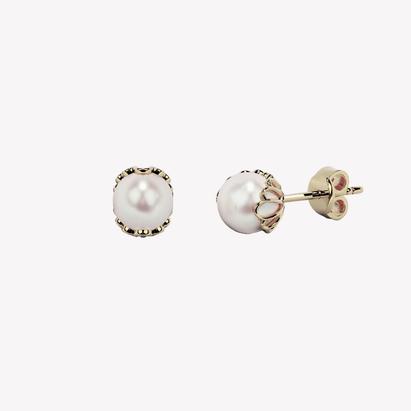 Becoming Shell Encased Pearl Stud Earrings