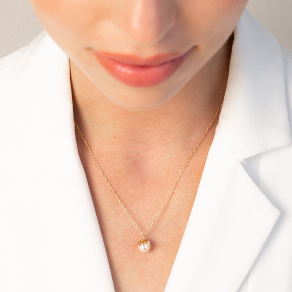 Becoming Shell Encased Pearl Necklace