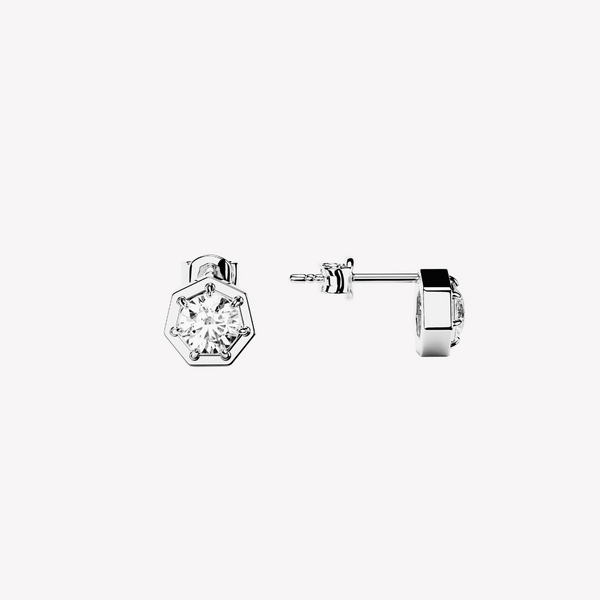 Ebenezer Solitaire White Topaz Stud Earrings