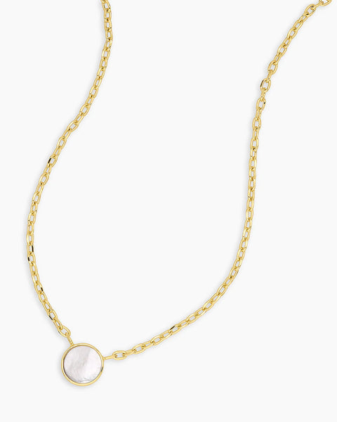 Rose Marble Coin Necklace Mother of Pearl