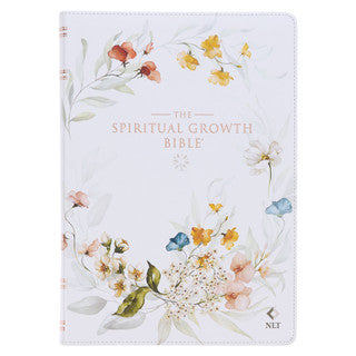 Cream Colored Floral Faux Leather Spititual Growth Bible