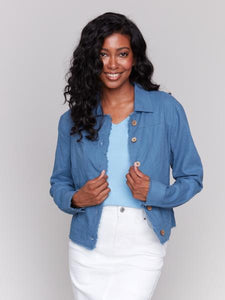 Solid Long Sleeve Button Front Jacket