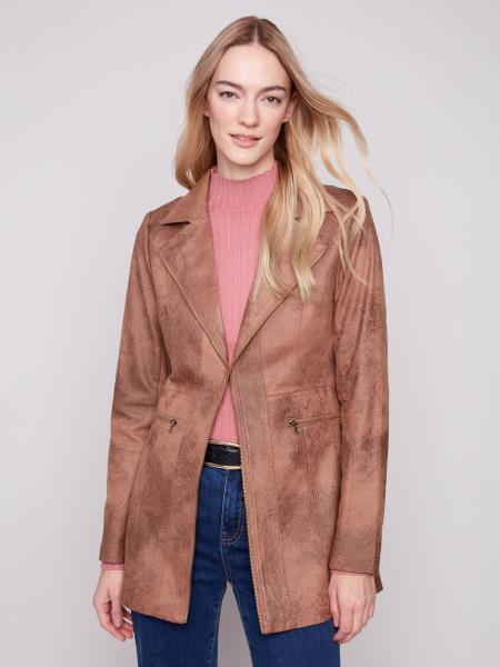Vintage Texture Faux Suede Long Jacket