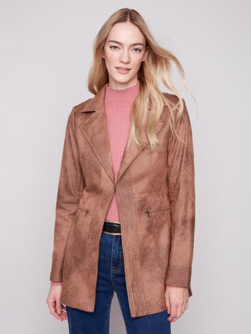 Vintage Texture Faux Suede Long Jacket