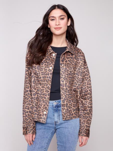 Leopard Printed Scuba Short Coat