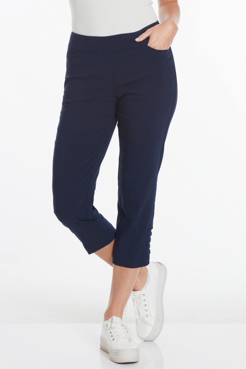 Slim-Sation Capri Pant with Real Pockets and Strap Hem Vents - MIDNIGHT