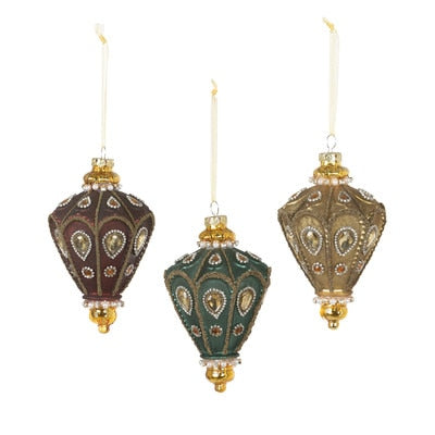 Jeweled King's Censer Glass Ornament, 3 Assorted