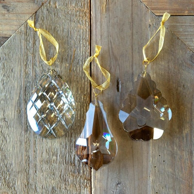 Faceted Crystal Gem Ornaments, 3 Assorted Styles