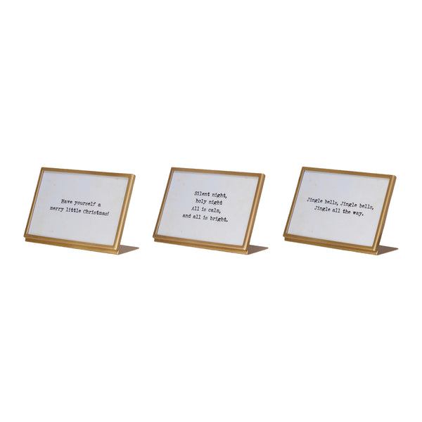 Metal & Glass Frame w/ Easel & Saying, Gold Finish, 3 Styles (Holds 4" x 6" Photo)