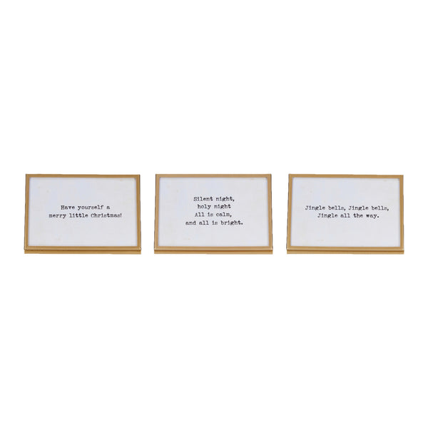 Metal & Glass Frame w/ Easel & Saying, Gold Finish, 3 Styles (Holds 4" x 6" Photo)