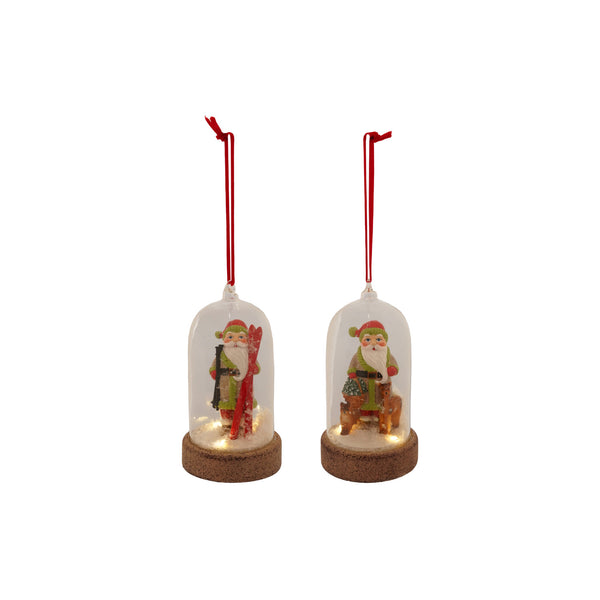 Glass Cloche Ornament with Santa & LED Light, 2 Styles (Batteries Included) ©