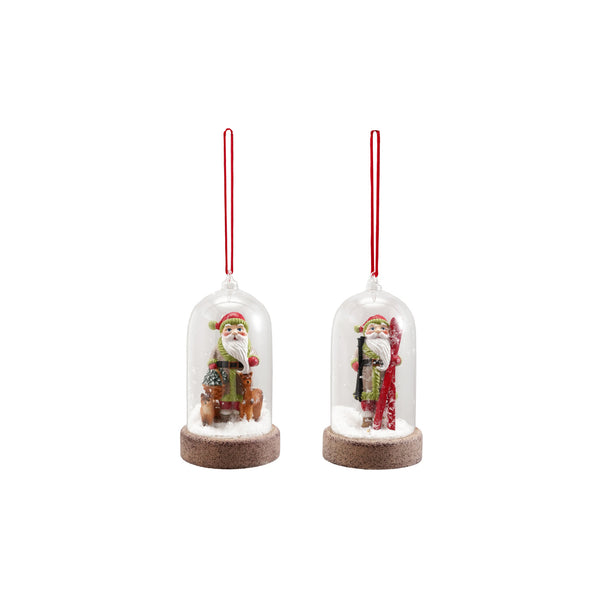 Glass Cloche Ornament with Santa & LED Light, 2 Styles (Batteries Included) ©