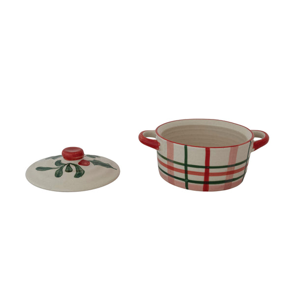2-1/2 Cup Hand-Painted Stoneware Baker with Lid (Each One Will Vary)