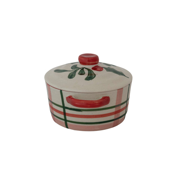 2-1/2 Cup Hand-Painted Stoneware Baker with Lid (Each One Will Vary)