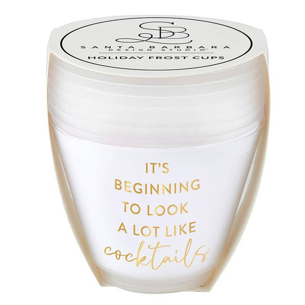 Wine Gold Foil Frost Cup - Cocktails - Set of 8: Hand Wash Only / BPA Free Plastic, Paper / 2.75" H, 9 oz